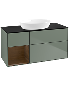 Villeroy und Boch Finion Villeroy und Boch Finion FA62GNGM 120cm, cover plate black matt, shelves Walnut Veneer , Olive Matt Lacquer