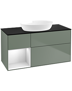 Villeroy und Boch Finion Villeroy und Boch Finion FA62MTGM 120cm, cover plate black matt, shelves white matt lacquer, Olive Matt Lacquer