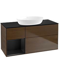 Villeroy und Boch Finion Villeroy und Boch Finion FA62PDGN 120cm, cover plate black matt, shelves black matt lacquer, walnut veneer