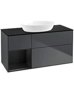 Villeroy und Boch Finion Villeroy und Boch FA62PDHG 120cm, plaque de recouvrement noire mate, étagères Blue Matt Lacquer noir mat, Midnight Blue Matt Lacquer