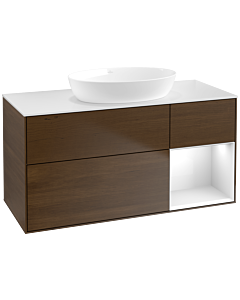 Villeroy und Boch Finion Villeroy und Boch Finion FA71GFGN 120cm, cover plate white matt, shelves Glossy white lacquer, walnut veneer