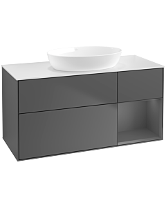 Villeroy und Boch Finion Villeroy und Boch FA71GKGK 120cm, plaque de recouvrement blanc mat, étagères laqué anthracite mat, anthracite mat