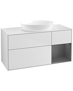 Villeroy und Boch Finion Waschtischunterschrank FA71GKMT 120cm, Abdeckplatte white matt, Regale Anthracite matt lacquer, White matt lacquer