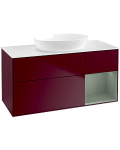 Villeroy und Boch Finion Waschtischunterschrank FA71GMHB 120cm, Abdeckplatte white matt, Regale Olive matt lacquer, Peony Matt