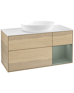 Villeroy und Boch Finion Villeroy und Boch Finion FA71GMPC 120cm, cover plate white matt, shelves olive matt lacquer, Oak Veneer