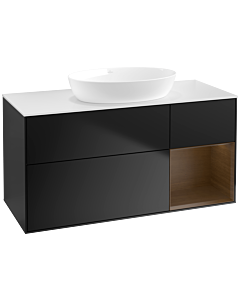 Villeroy und Boch Finion Villeroy und Boch Finion FA71GNPD 120cm, cover plate white matt, shelves Walnut Veneer , black matt lacquer