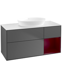 Villeroy und Boch Finion Waschtischunterschrank FA71HBGK 120cm, Abdeckplatte white matt, Regale Peony matt lacquer, Anthracite matt