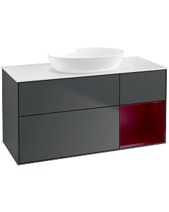 Villeroy und Boch Finion Waschtischunterschrank FA71HBHG 120cm, Abdeckplatte white matt, Regale Peony matt lacquer, Midnight Blue Matt Lacquer
