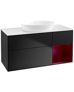 Villeroy und Boch Finion Villeroy und Boch Finion FA71HBPD 120cm, cover plate white matt, shelves Peony matt lacquer, black matt lacquer