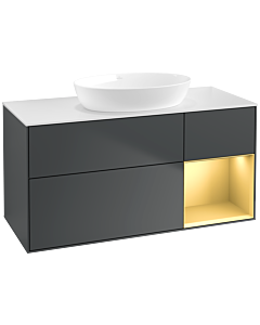 Villeroy und Boch Finion Waschtischunterschrank FA71HFHG 120cm, Abdeckplatte white matt, Regale Gold matt lacquer, Midnight Blue Matt Lacquer