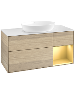 Villeroy und Boch Finion Villeroy und Boch Finion FA71HFPC 120cm, cover plate white matt, shelves gold matt lacquer, Oak Veneer