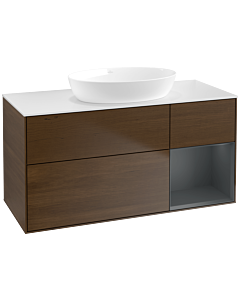 Villeroy und Boch Finion Villeroy und Boch Finion FA71HGGN 120cm, cover plate white matt, shelves midnight matt lacquer, walnut veneer