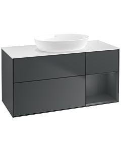Villeroy und Boch Finion Villeroy und Boch FA71HGHG 120cm, plaque de recouvrement blanc mat, étagères laqué mat Midnight, Midnight Blue Matt Lacquer