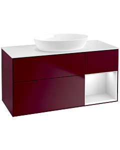 Villeroy und Boch Finion Waschtischunterschrank FA71MTHB 120cm, Abdeckplatte white matt, Regale White matt lacquer, Peony Matt