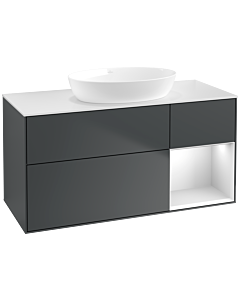 Villeroy und Boch Finion Waschtischunterschrank FA71MTHG 120cm, Abdeckplatte white matt, Regale White matt lacquer, Midnight Blue Matt Lacquer