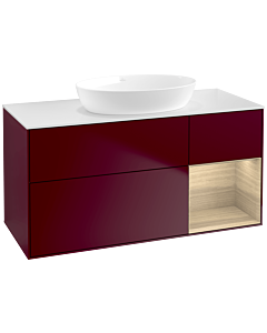 Villeroy und Boch Finion Waschtischunterschrank FA71PCHB 120cm, Abdeckplatte white matt, Regale Oak Veneer, Peony Matt