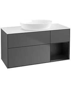 Villeroy und Boch Finion Waschtischunterschrank FA71PDGK 120cm, Abdeckplatte white matt, Regale Black matt lacquer, Anthracite matt