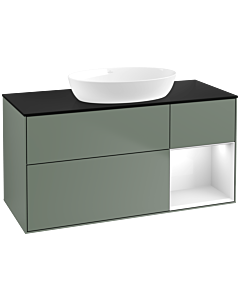 Villeroy und Boch Finion Villeroy und Boch Finion FA72GFGM 120cm, cover plate black matt, shelves Glossy white lacquer, Olive Matt Lacquer