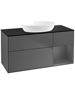 Villeroy und Boch Finion Villeroy und Boch FA72GKGK 120cm, plaque de recouvrement noir mat, étagères laqué anthracite mat, anthracite mat