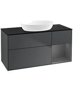 Villeroy und Boch Finion Villeroy und Boch FA72GKHG 120cm, plaque de recouvrement noir mat, étagères laqué anthracite mat, Midnight Blue Matt Lacquer
