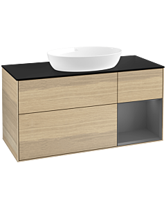 Villeroy und Boch Finion Villeroy und Boch Finion FA72GKPC 120cm, cover plate black matt, shelves anthracite matt lacquer, Oak Veneer
