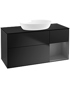 Villeroy und Boch Finion Waschtischunterschrank FA72GKPD 120cm, Abdeckplatte black matt, Regale Anthracite matt lacquer, Black matt lacquer