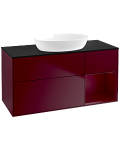 Villeroy und Boch Finion Waschtischunterschrank FA72HBHB 120cm, Abdeckplatte black matt, Regale Peony matt lacquer, Peony Matt