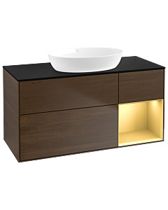 Villeroy und Boch Finion Villeroy und Boch Finion FA72HFGN 120cm, cover plate black matt, shelves gold matt lacquer, walnut veneer