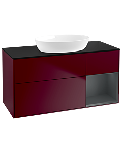 Villeroy und Boch Finion Villeroy und Boch FA72HGHB 120cm, plaque de recouvrement noir mat, étagères laqué mat Midnight, Peony Matt