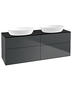 Villeroy und Boch Finion Waschtischunterschrank FA8200HG 160x60,3cm, Abdeckplatte black matt, Midnight Blue Matt Lacquer