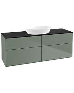 Villeroy und Boch Finion Waschtischunterschrank FA9200GM 160x60,3cm, Abdeckplatte black matt, Olive Matt Lacquer