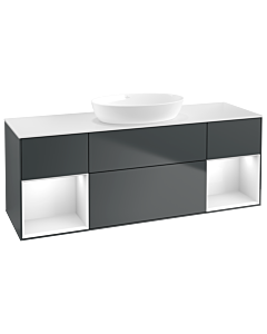 Villeroy und Boch Finion Waschtischunterschrank FD01GFHG 120cm, Abdeckplatte white matt, Regale Glossy white lacquer, Midnight Blue Matt Lacquer