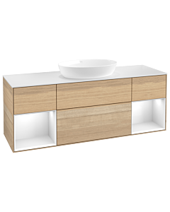 Villeroy und Boch Finion Villeroy und Boch Finion FD01GFPC 120cm, cover plate white matt, shelves Glossy white lacquer, Oak Veneer