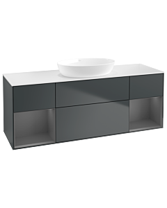 Villeroy und Boch Finion Waschtischunterschrank FD01GKHG 120cm, Abdeckplatte white matt, Regale Anthracite matt lacquer, Midnight Blue Matt Lacquer