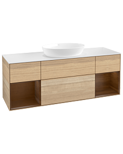 Villeroy und Boch Finion Villeroy und Boch FD01GNPC 120cm, plaque de recouvrement blanc mat, étagères Walnut Veneer , Oak Veneer