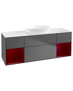 Villeroy und Boch Finion Waschtischunterschrank FD01HBGK 120cm, Abdeckplatte white matt, Regale Peony matt lacquer, Anthracite matt