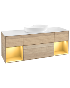 Villeroy und Boch Finion Villeroy und Boch Finion FD01HFPC 120cm, cover plate white matt, shelves gold matt lacquer, Oak Veneer