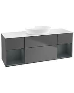 Villeroy und Boch Finion Villeroy und Boch FD01HGGK 120cm, plaque de recouvrement blanc mat, étagères laqué mat Midnight, anthracite mat