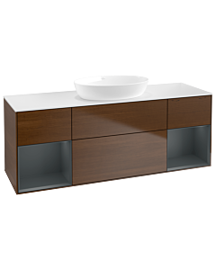 Villeroy und Boch Finion Villeroy und Boch Finion FD01HGGN 120cm, cover plate white matt, shelves midnight matt lacquer, walnut veneer
