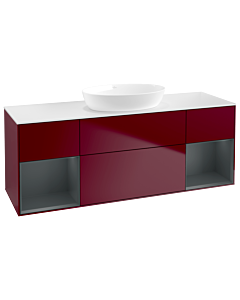 Villeroy und Boch Finion Villeroy und Boch FD01HGHB 120cm, plaque de recouvrement blanc mat, étagères laqué mat Midnight, Peony Matt