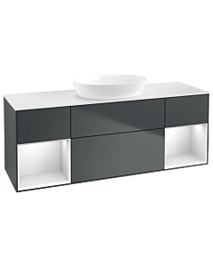 Villeroy und Boch Finion Waschtischunterschrank FD01MTHG 120cm, Abdeckplatte white matt, Regale White matt lacquer, Midnight Blue Matt Lacquer