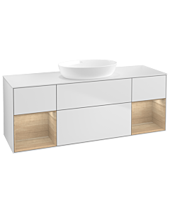 Villeroy und Boch Finion Villeroy und Boch FD01PCMT 120cm, plaque de recouvrement blanc mat, étagères Oak Veneer , laqué blanc mat