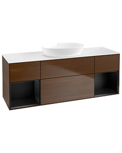 Villeroy und Boch Finion Villeroy und Boch Finion FD01PDGN 120cm, cover plate white matt, shelves black matt lacquer, walnut veneer