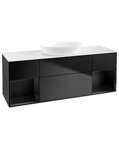 Villeroy und Boch Finion Waschtischunterschrank FD01PDPD 120cm, Abdeckplatte white matt, Regale Black matt lacquer, Black matt lacquer