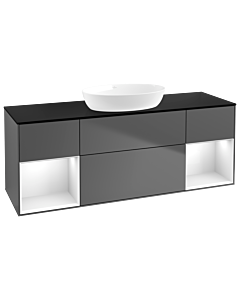 Villeroy und Boch Finion Villeroy und Boch Finion FD02GFGK 120cm, cover plate black matt, shelves Glossy white lacquer, anthracite matt