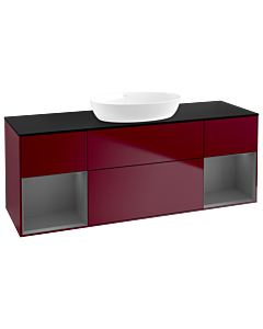Villeroy und Boch Finion Waschtischunterschrank FD02GKHB 120cm, Abdeckplatte black matt, Regale Anthracite matt lacquer, Peony Matt