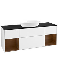Villeroy und Boch Finion Villeroy und Boch Finion FD02GNGF 120cm, cover plate black matt, shelves Walnut Veneer , glossy white lacquer