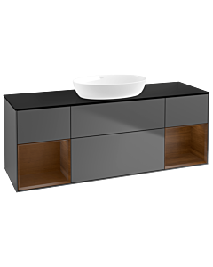 Villeroy und Boch Finion Villeroy und Boch FD02GNGK 120cm, plaque de recouvrement noir mat, étagères Walnut Veneer , anthracite mat