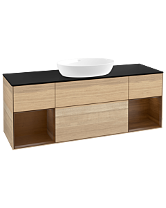 Villeroy und Boch Finion Villeroy und Boch FD02GNPC 120cm, plaque de recouvrement noir mat, étagères Walnut Veneer , Oak Veneer