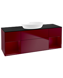 Villeroy und Boch Finion Waschtischunterschrank FD02HBHB 120cm, Abdeckplatte black matt, Regale Peony matt lacquer, Peony Matt